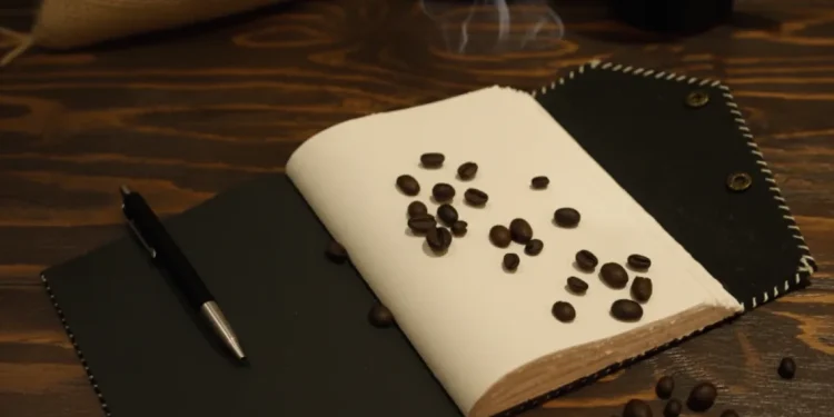 Leather Journal Coffee Beans Pen