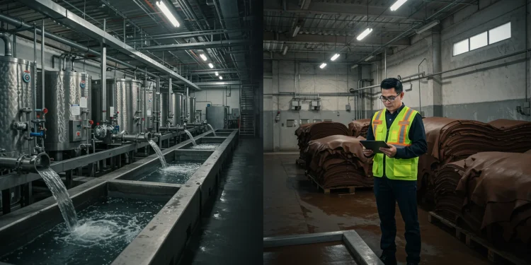 Leather Tanning Factory Worker Inspection Process