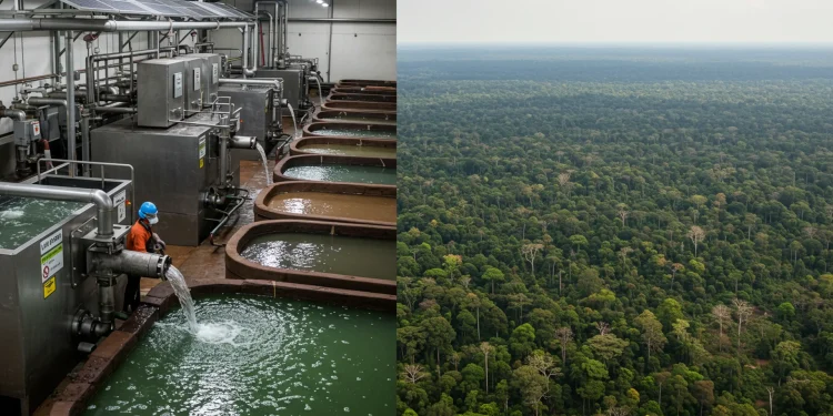 Palm Oil Factory Versus Rainforest