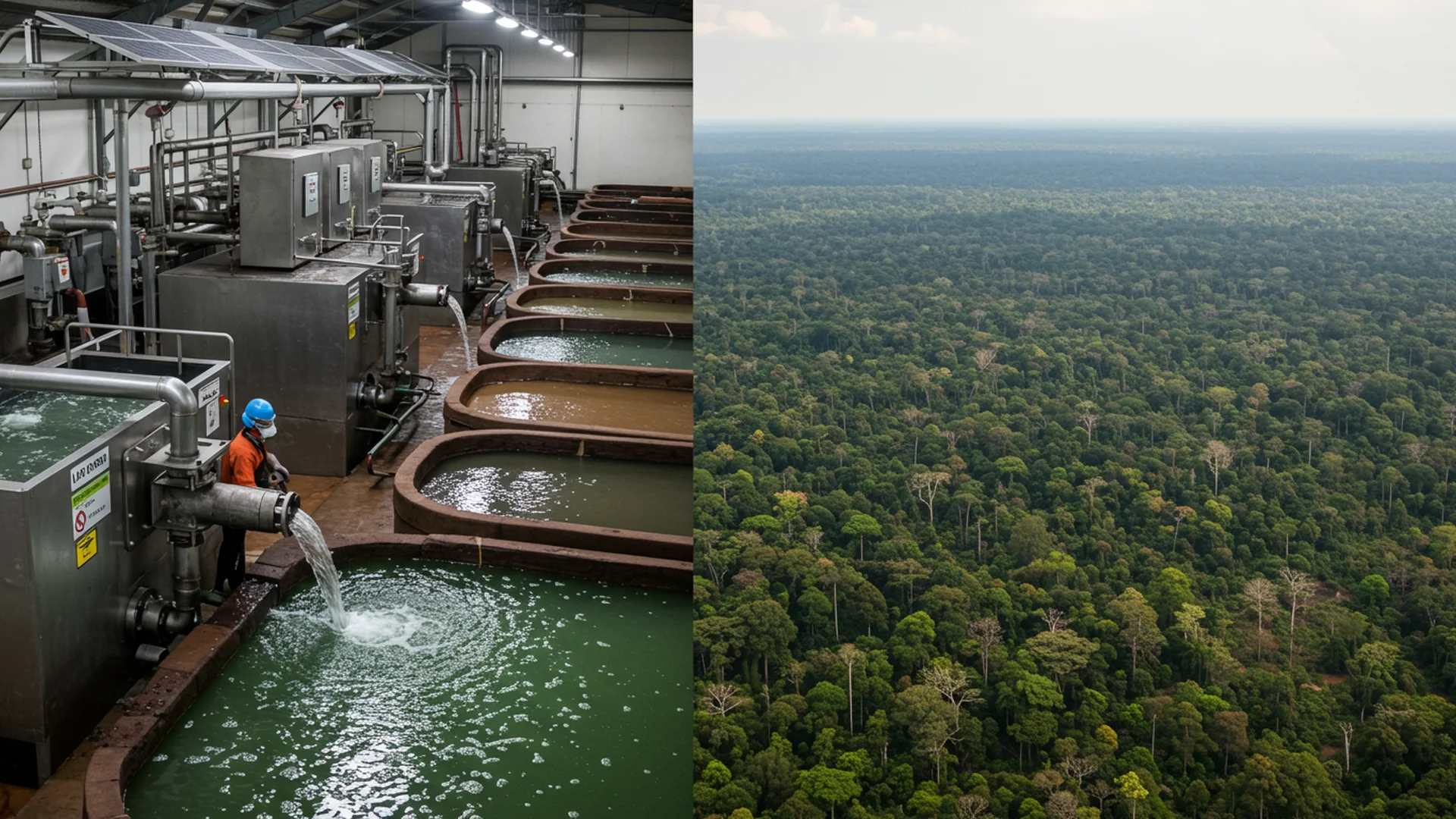 Palm Oil Factory Versus Rainforest