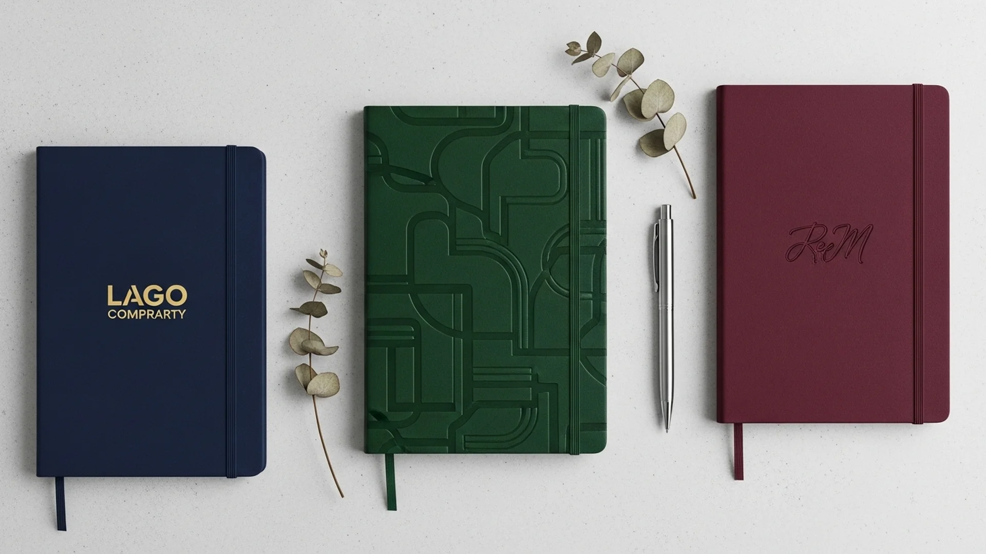 Three Custom Design Notebooks With Pen