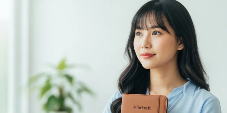 Woman Holding Notebook Hibkraft Portrait