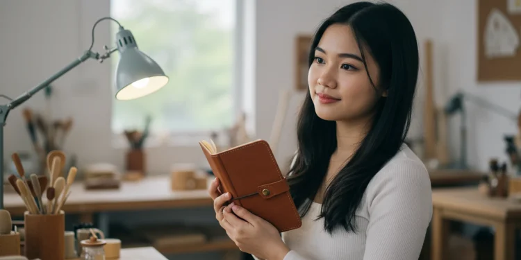 Woman Holding Notebook Workshop Thinking