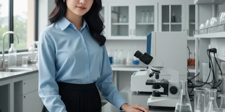 Woman Lab Student Book Science