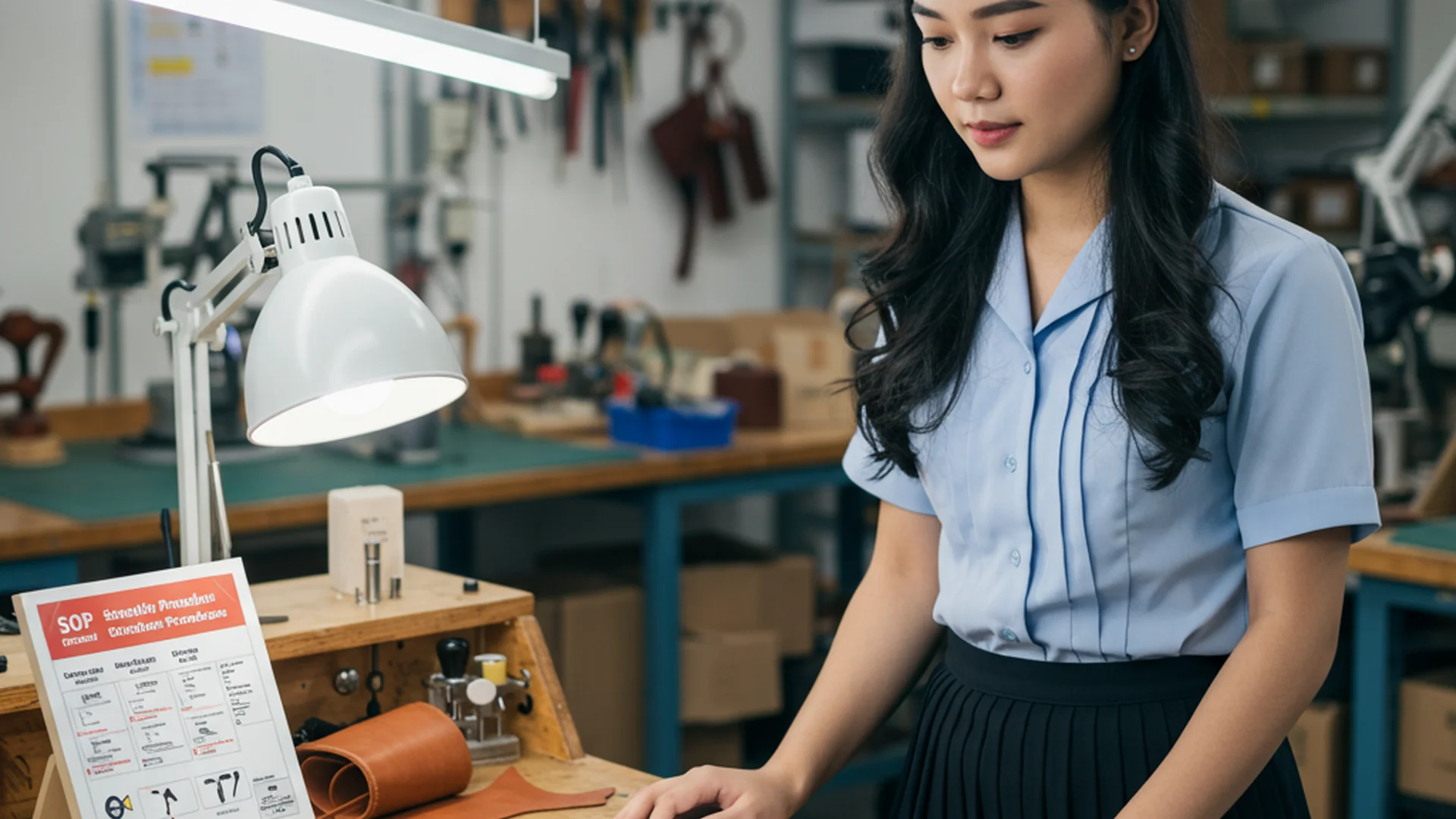 Woman Leather Work Workshop Craft