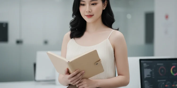 Woman Reading Book Office Modern