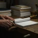 Bookbinder Hands Opening Blank Book Pages