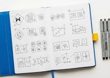 Logo Design Sketches In Notebook
