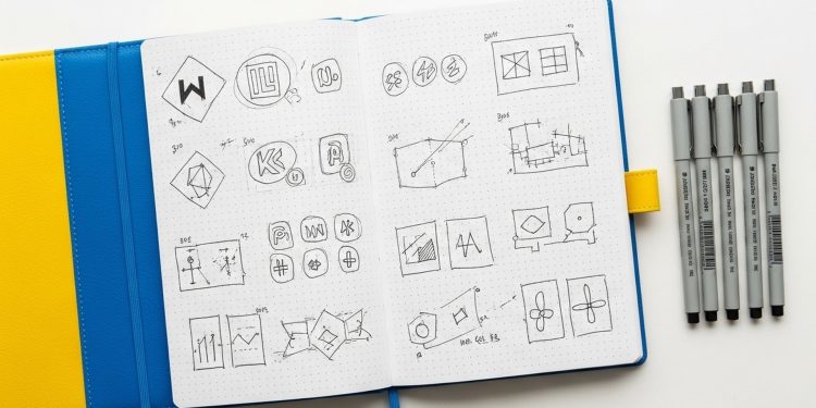 Logo Design Sketches In Notebook