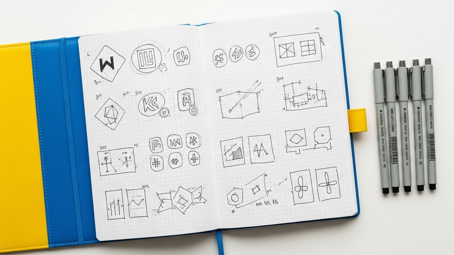 Logo Design Sketches In Notebook