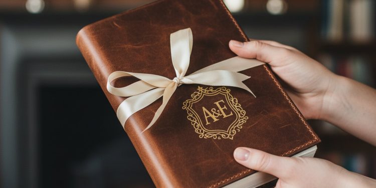 Personalized Leather Journal With Ribbon