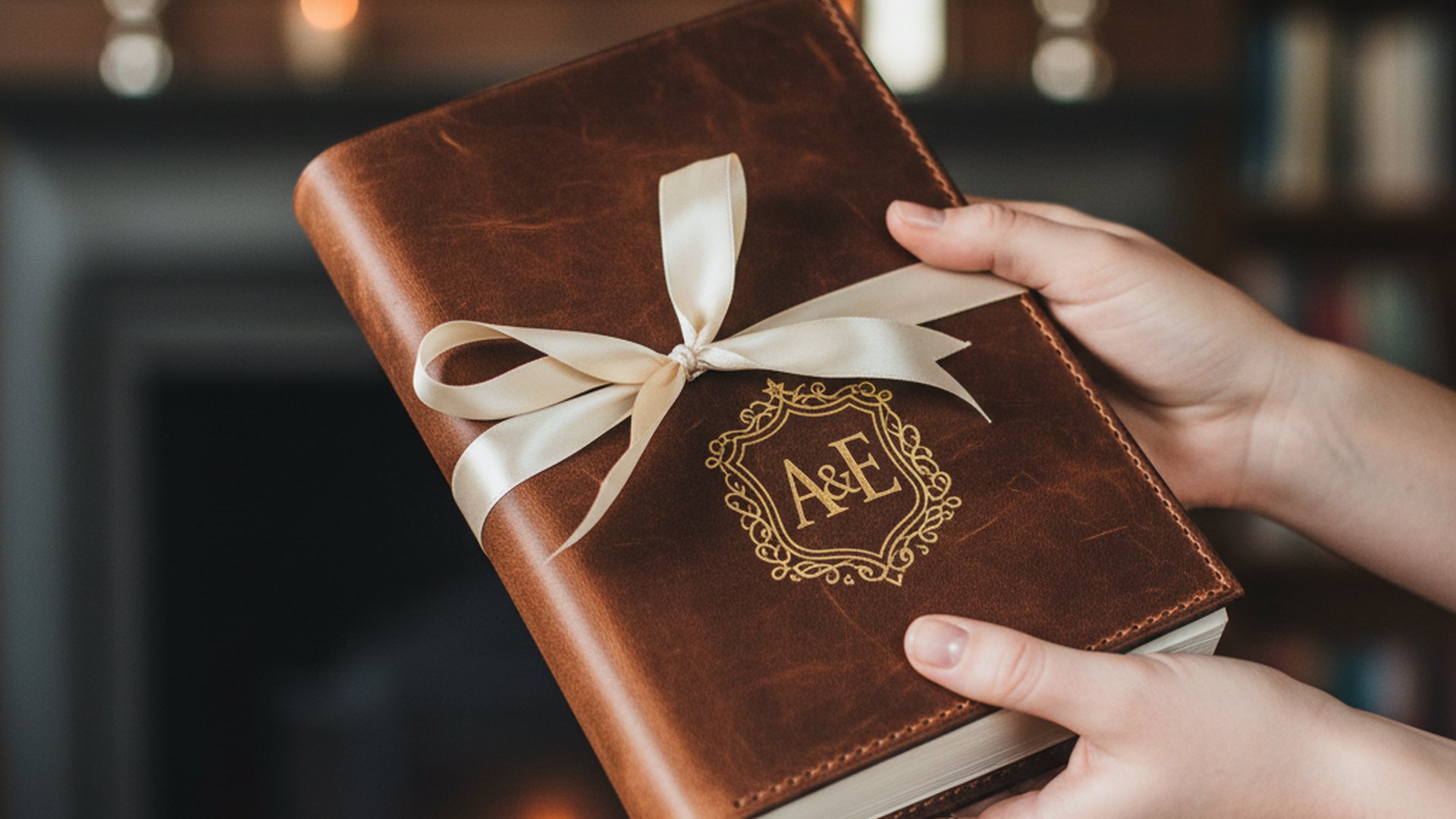 Personalized Leather Journal With Ribbon