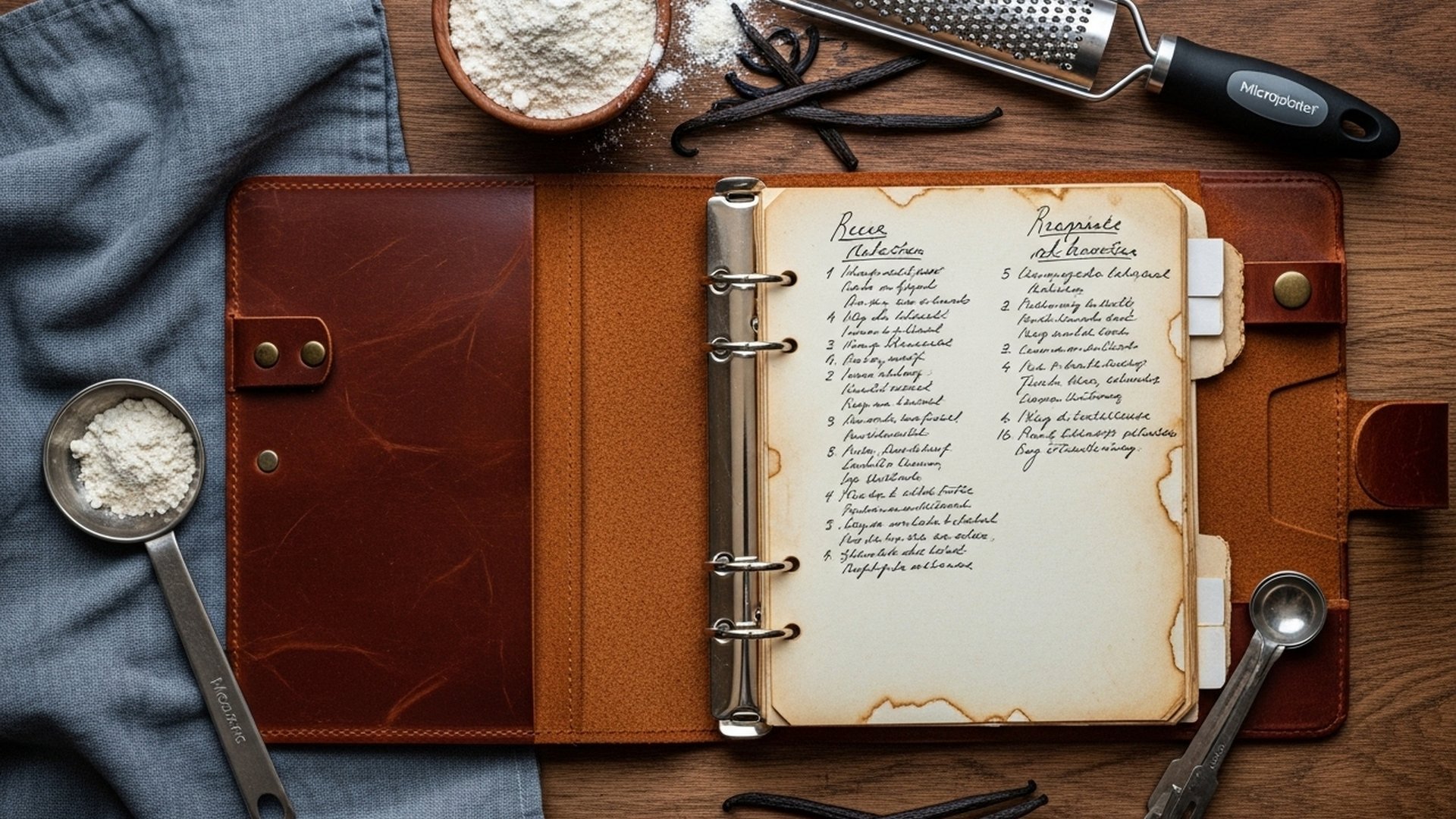 Vintage Recipe Book With Ingredients