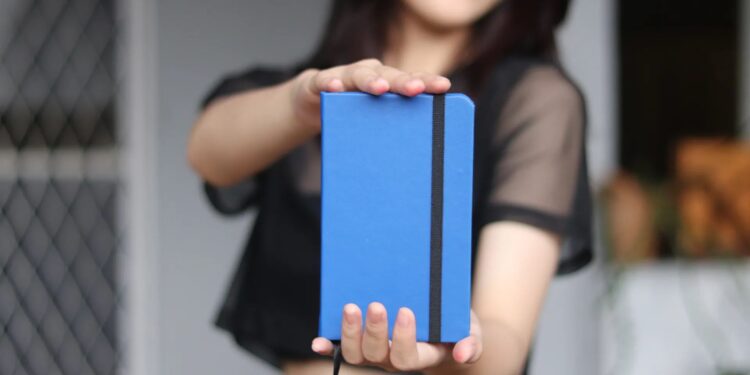 Blue Notebook Woman Hands Custom Notebook Personalized Journal Standard Order