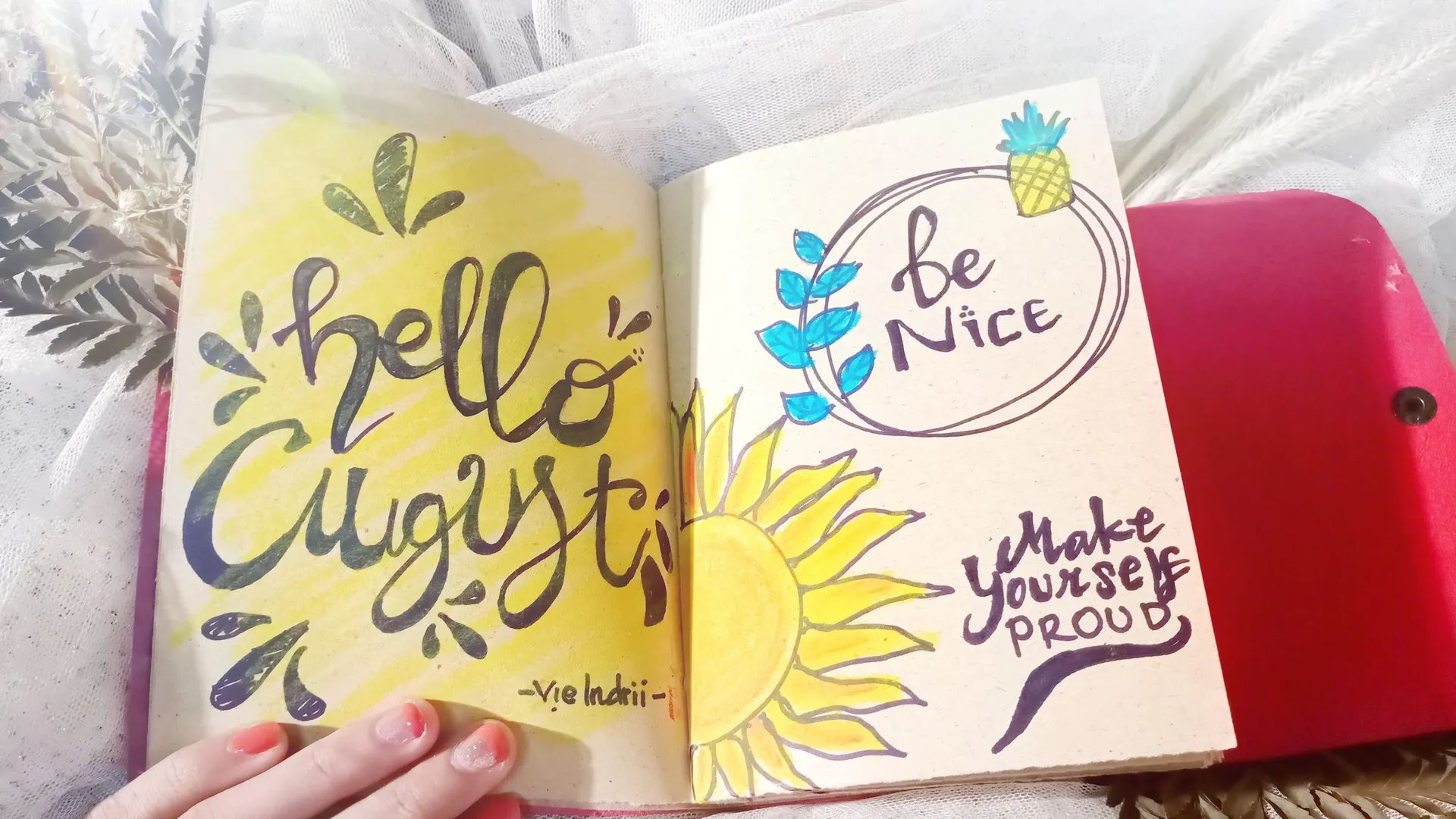 Hand Drawn Notebook August Custom Notebook Personalized Journal Standard Order