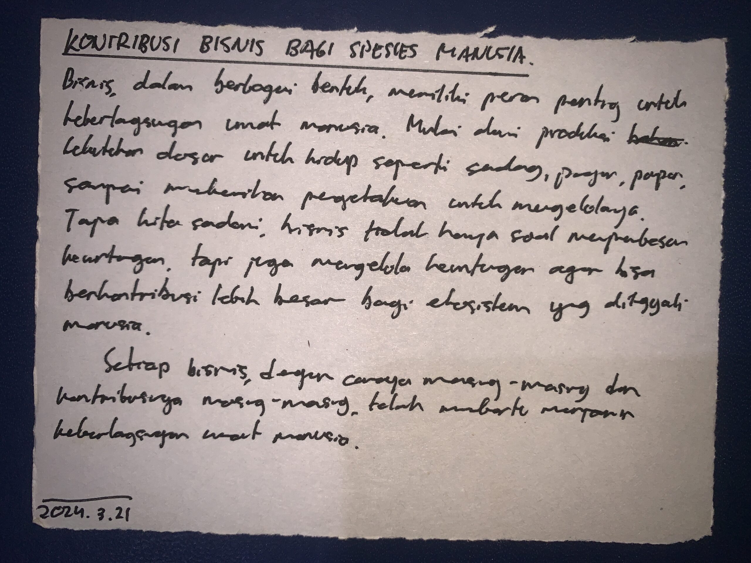 May Business Contribution Human Species