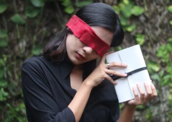 Woman Blindfold White Notebook Custom Notebook Personalized Journal Standard Order