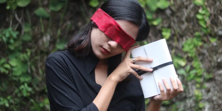 Woman Blindfold White Notebook Custom Notebook Personalized Journal Standard Order