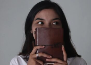 Woman Hiding Face Brown Notebook Custom Notebook Personalized Journal Standard Order