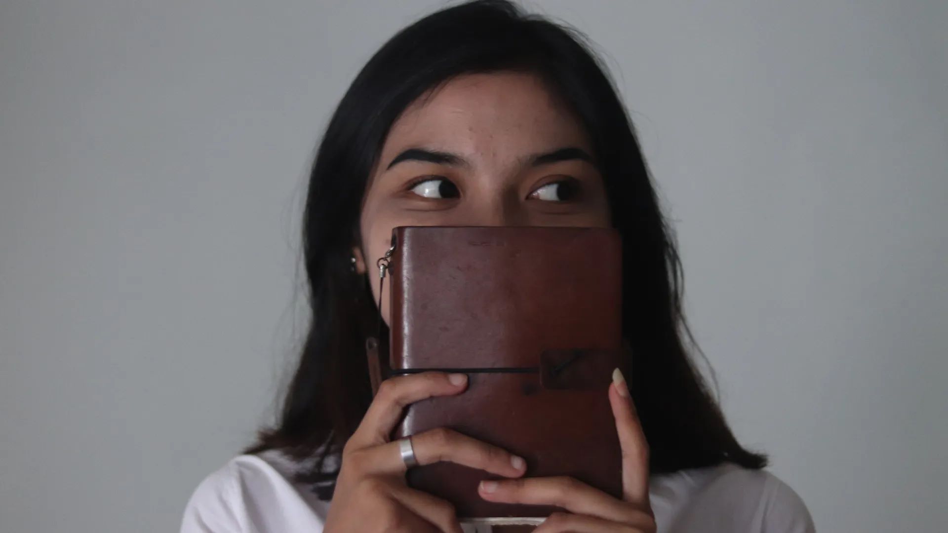 Woman Hiding Face Brown Notebook Custom Notebook Personalized Journal Standard Order