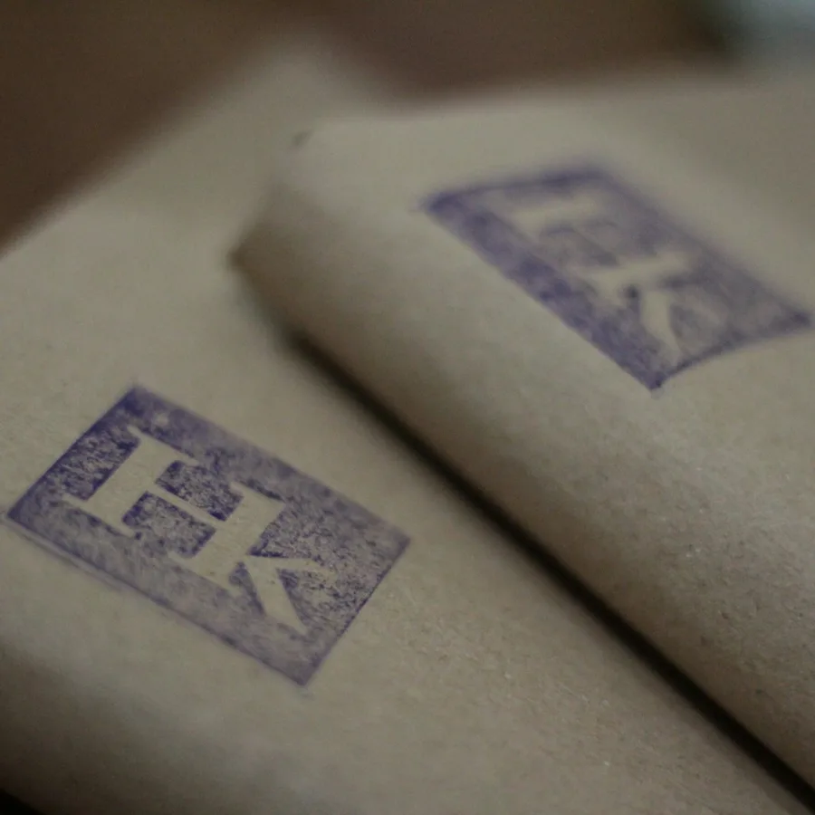 The Hibrkraft logo stamped on kraft paper packaging