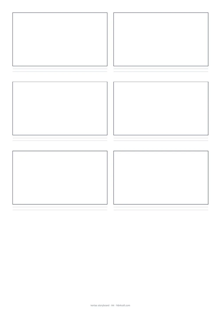 Contoh lembar Kertas Storyboard ukuran A4, siap cetak