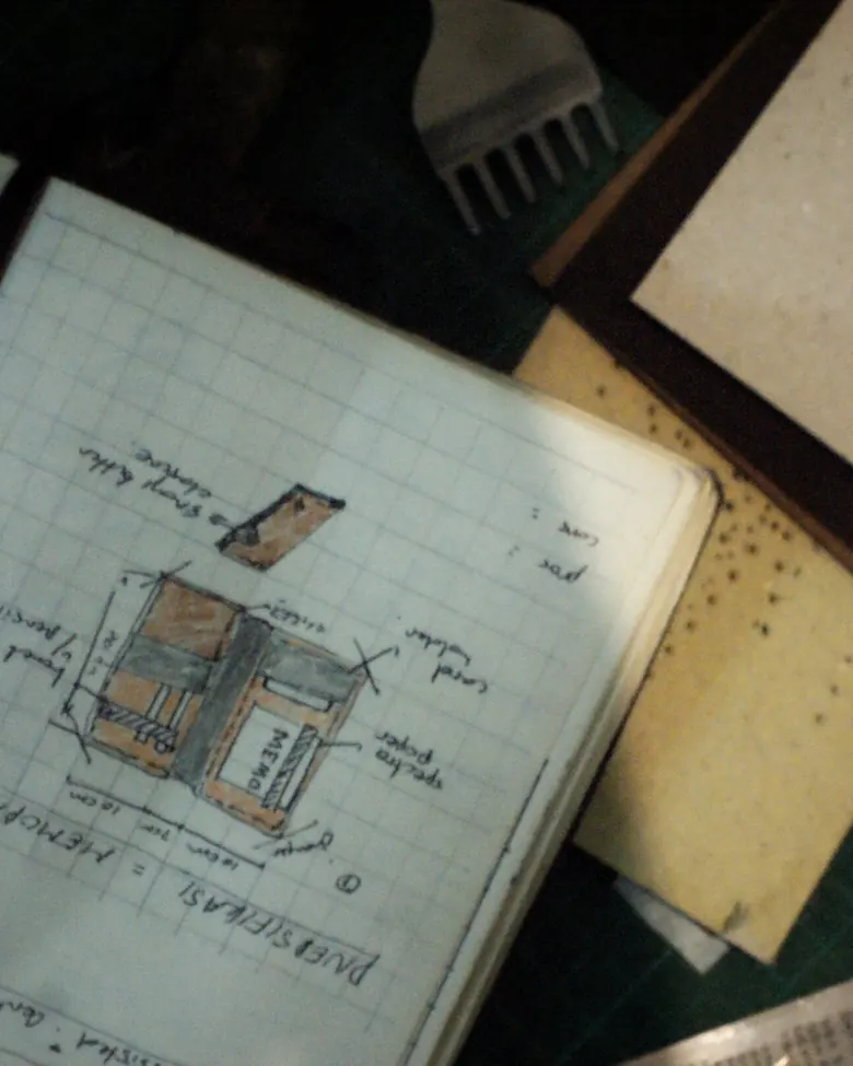 A Hibrkraft design sketch in a notebook