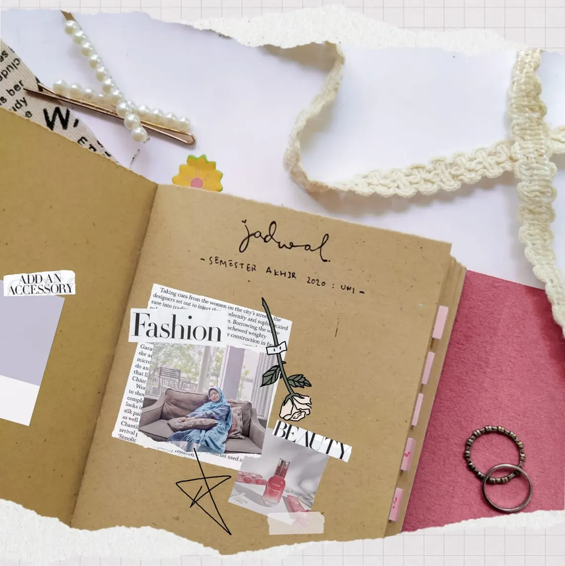 A promotional collage of university journals for the shop Fatih and Co