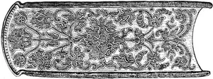 Fig. 27. Potongan hias, diwarnai penuh warna, dari sebuah Alkitab Köln, abad ke-17.