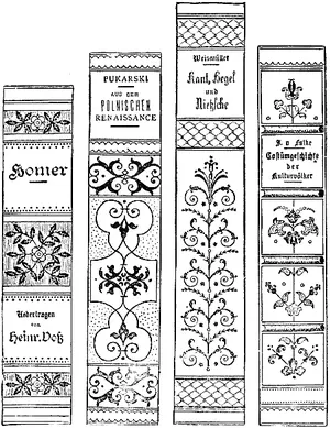 Figs. 98, 99, 100, and 101—Four richly tooled backs.