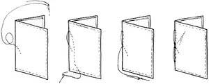 Plate III. Sketches illustrating a simple method of stitching a booklet.