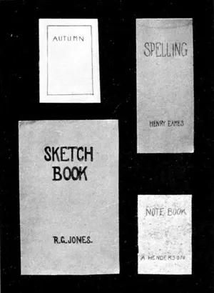 Plate V. The simplest possible designs for book covers, involving good spacing and careful lettering.