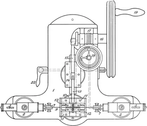 Fig. 21b. Tampak depan dan denah mesin pelipat Schopper.