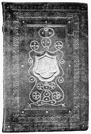 6. Blind-stamped Morocco binding with gilt roundels and coloured cameo design. Celsus. De Medicina. Venice , 1477. Italian, 15th Century.