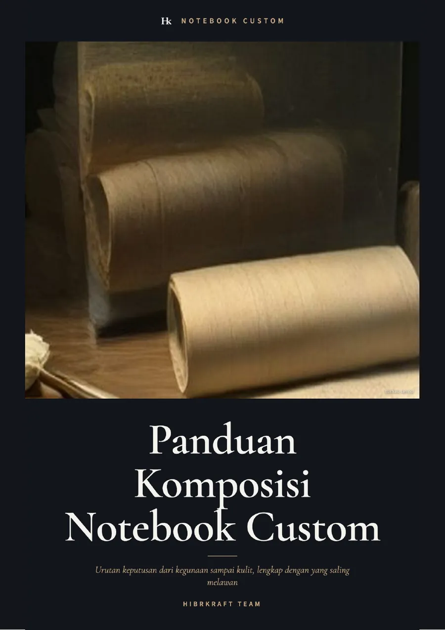 Sampul buku Panduan Komposisi Notebook Custom, judul emas di atas latar gelap