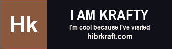 Lencana I Am Krafty versi lebar: I'm cool because I've visited hibrkraft.com