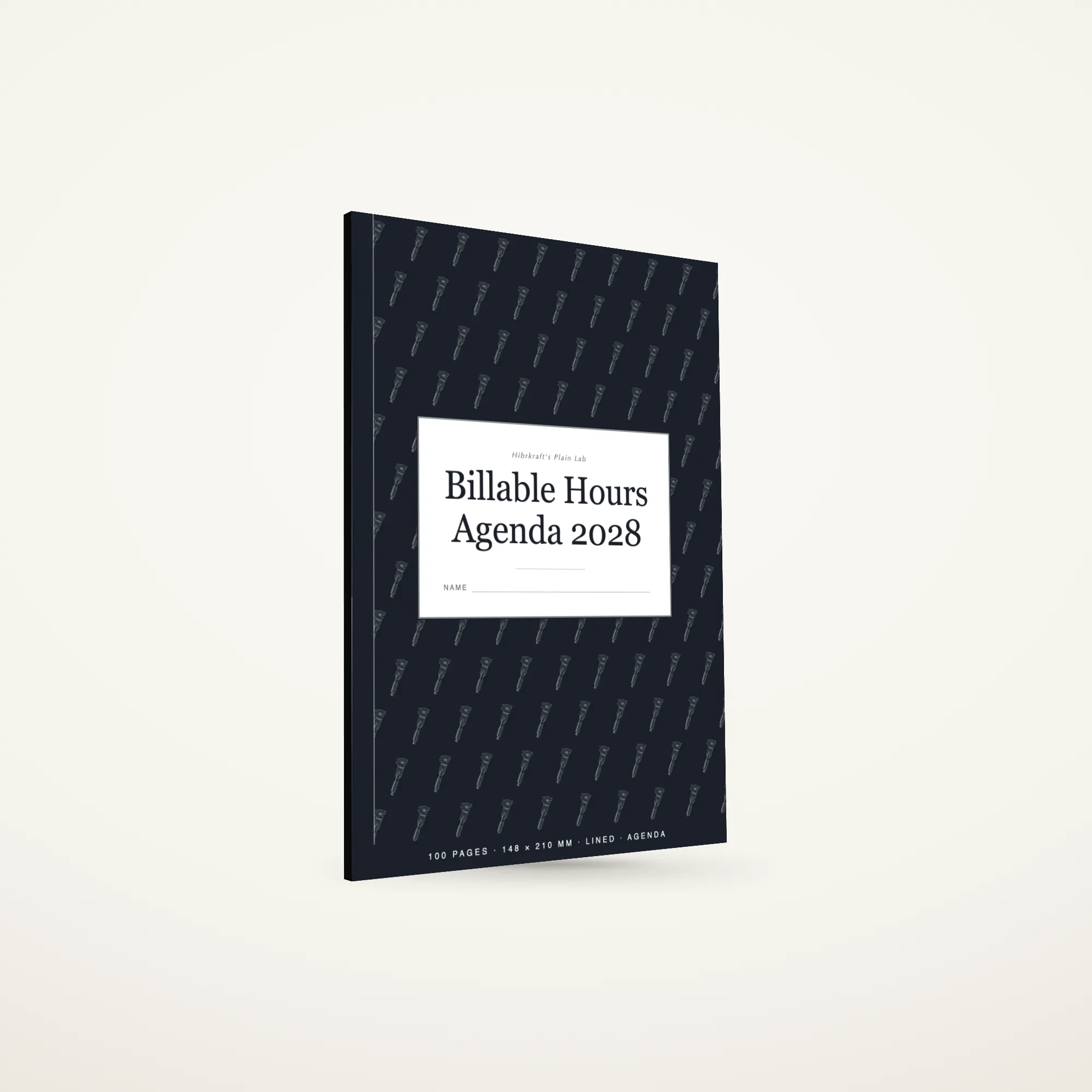 A5 Billable Hours Agenda 2028 standing closed on a plain surface, dated agenda cover.