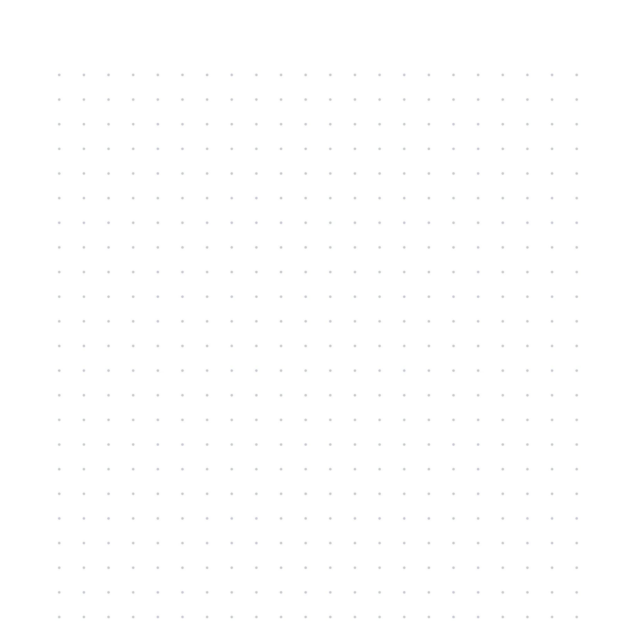 A close view of the dot grid, the dots evenly spaced five millimetres apart in both directions.