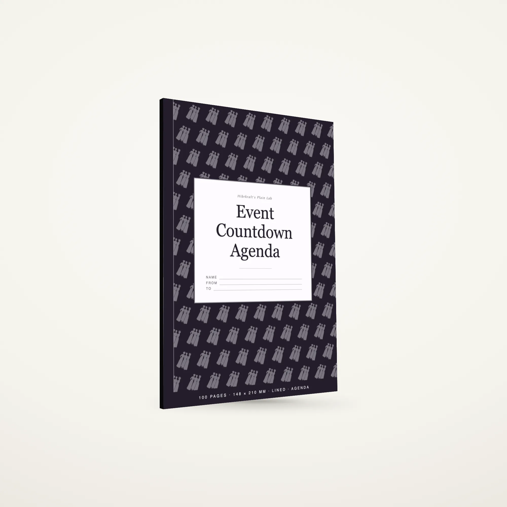 A5 Event Countdown Agenda standing closed on a plain surface, lined cover, about 5.72 mm thick.