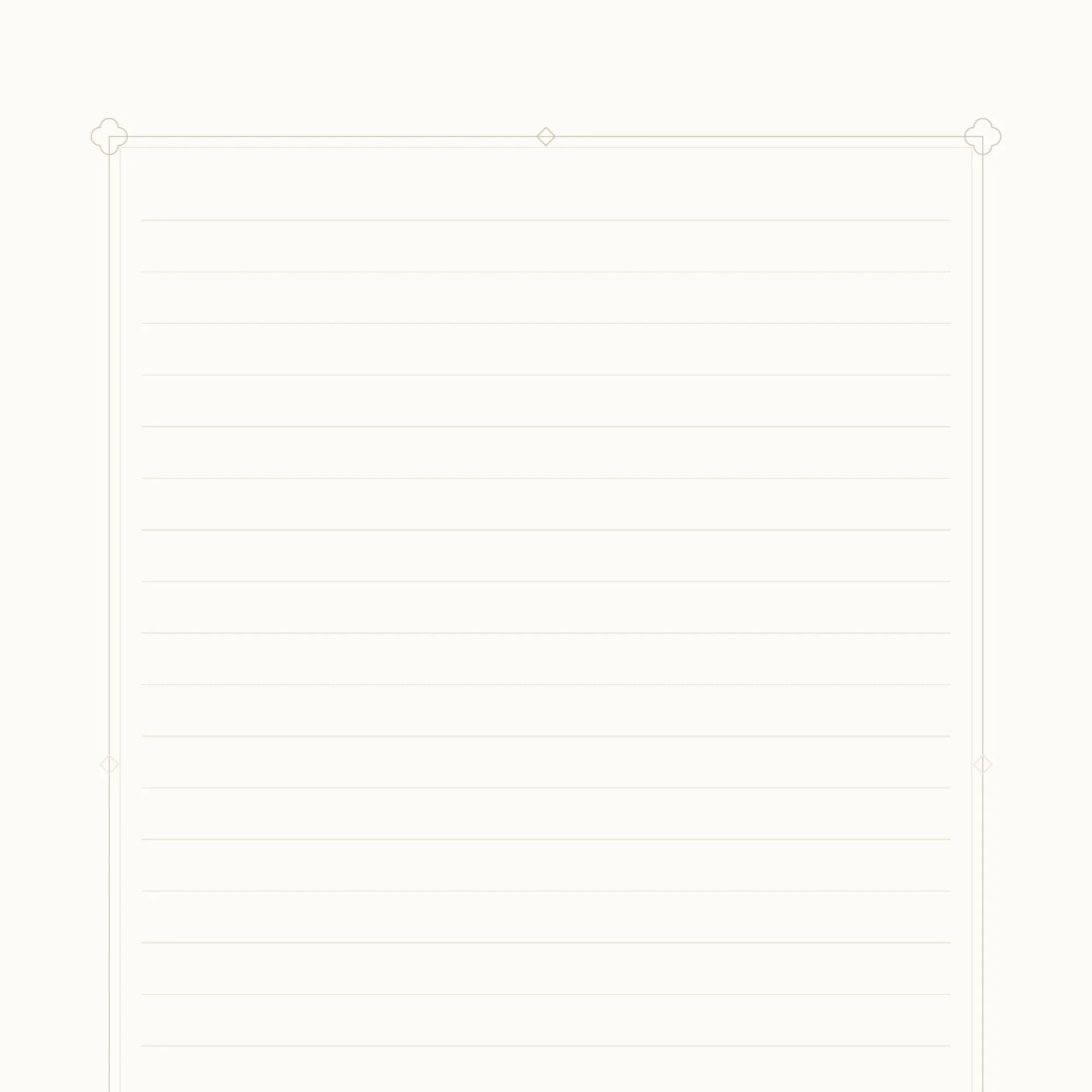A close view of the engraved border at the top of a page, with the ruled lines beginning beneath it.