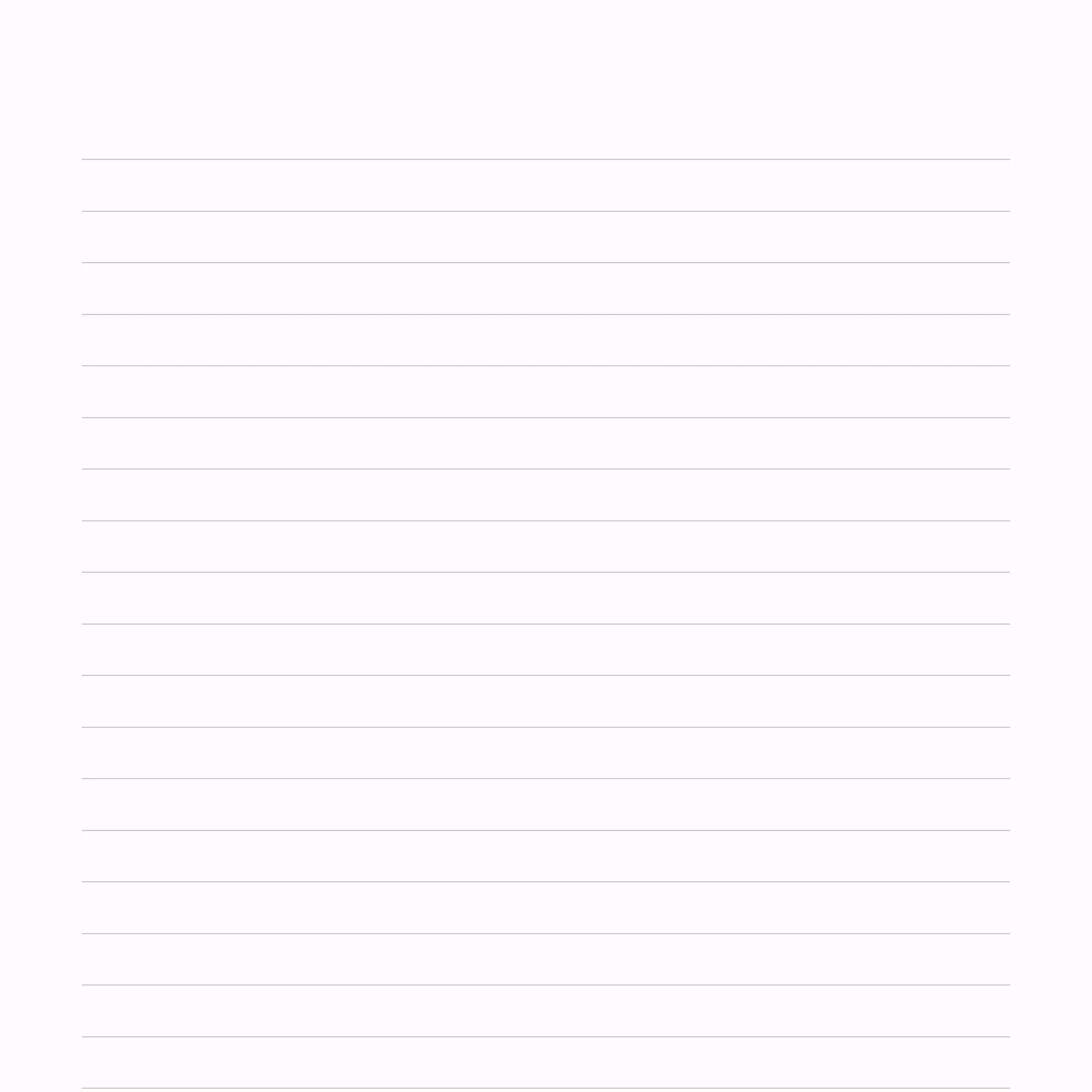 A close view of the six-millimetre ruling, the lines running uninterrupted across the page.
