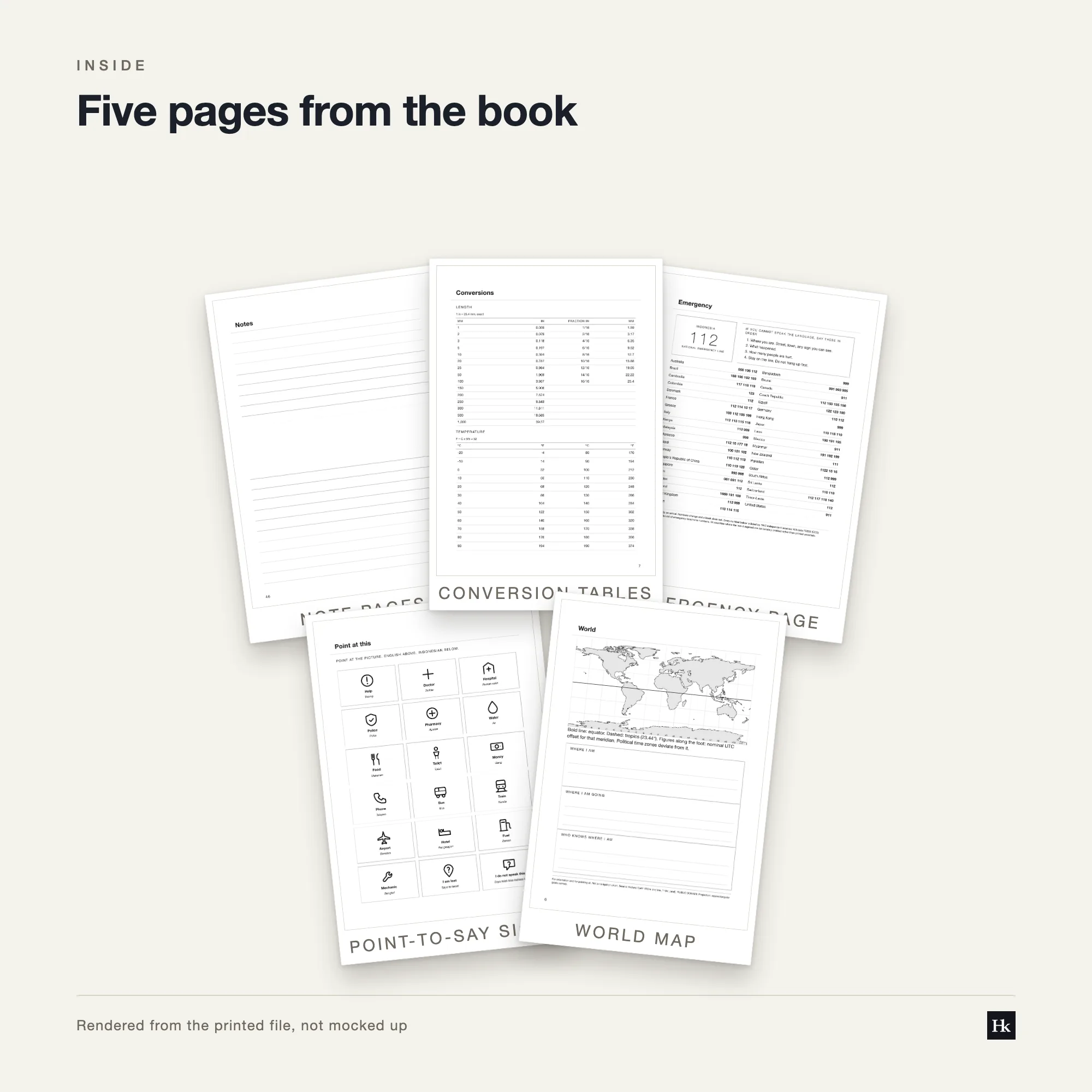 Five pages from the Production and Call Sheet Planner laid out as cards: a call sheet page, a project overview page, a section divider, a lined notes page, and a reference page.