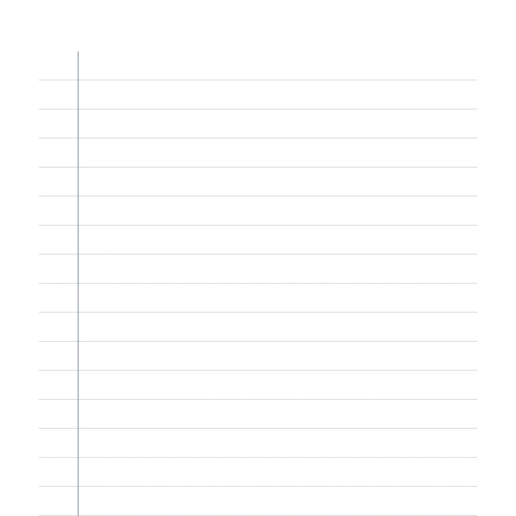 The top of a ruled page at close range, showing the horizontal lines and the margin rule crossing them.
