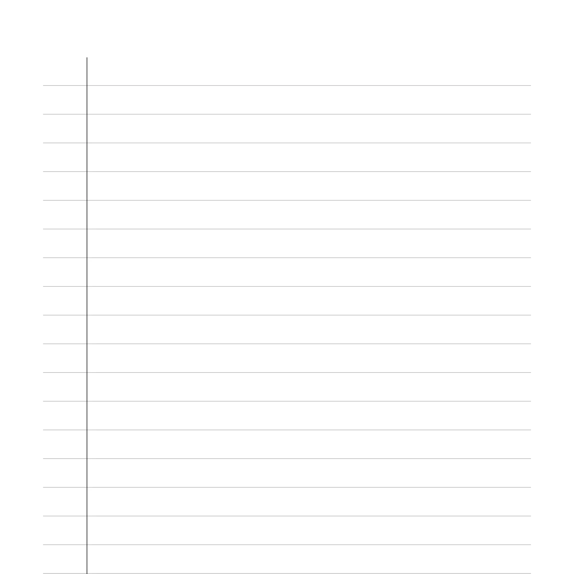 A close view of the narrow ruling, the lines tightly spaced with the margin rule crossing them at the left.